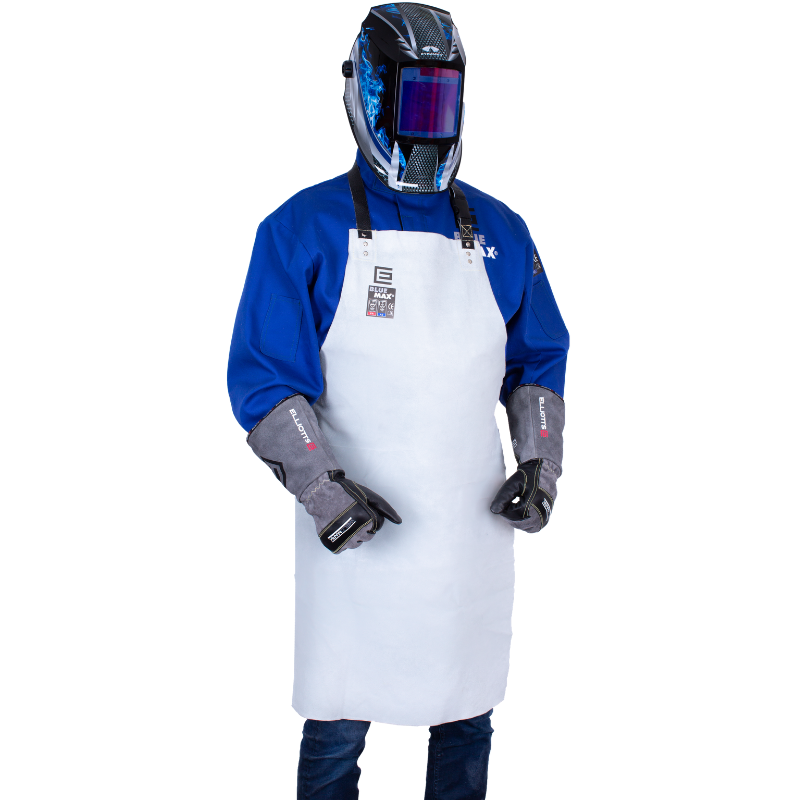 Blue Max A2 Chrome Leather Bib Style Welding Apron with Webbing Straps